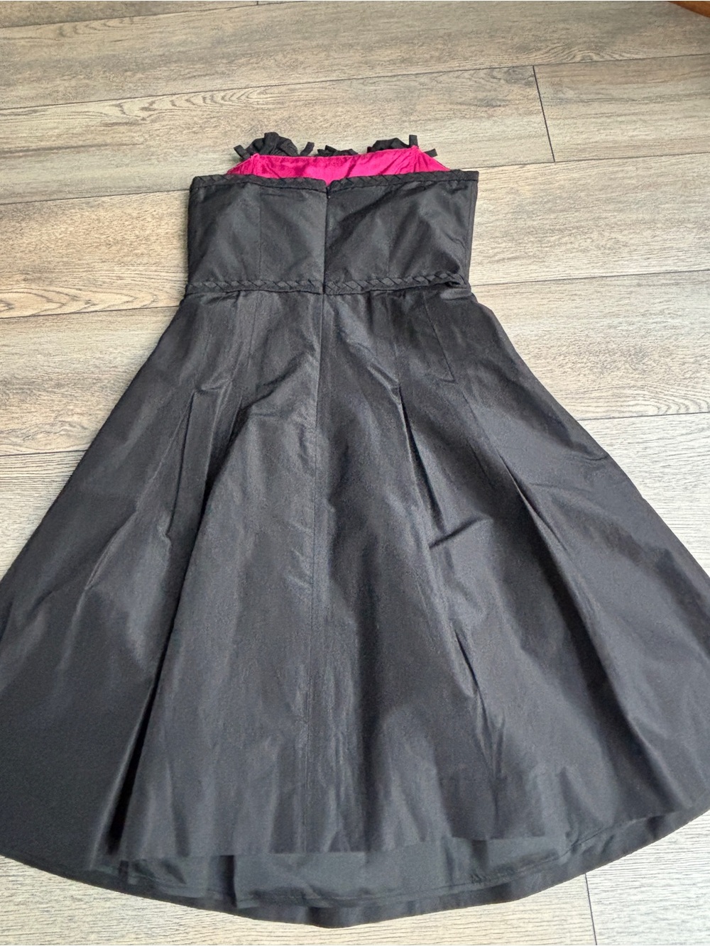 Lilly Pulitzer Vintage Fit & Flare Strapless Rosette Dress Silk Blend Black Sz 0 - Picture 11 of 12